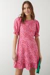Dorothy Perkins Pink Floral Ruffle Hem Mini Dress thumbnail 1