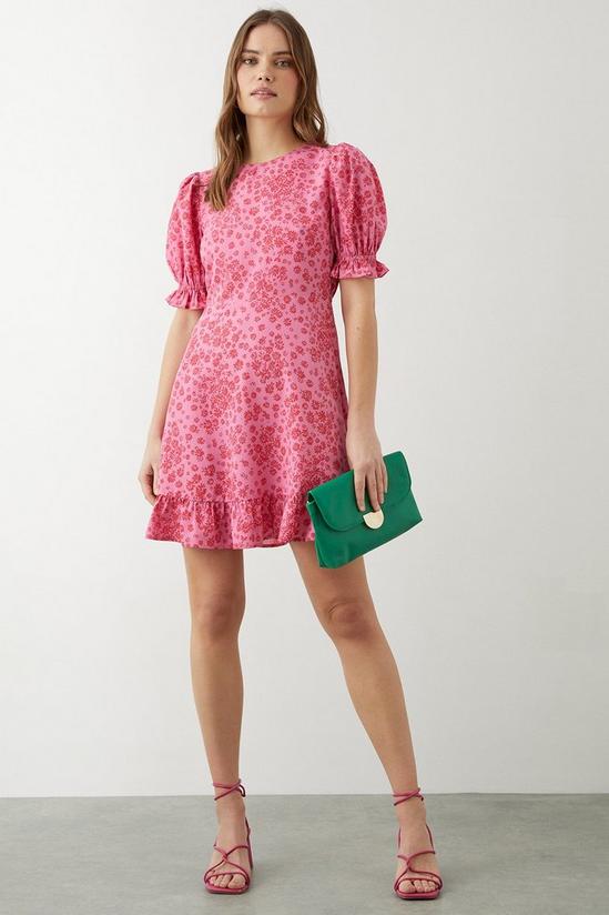 Dorothy Perkins Pink Floral Ruffle Hem Mini Dress 2