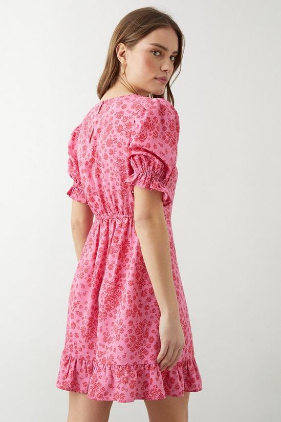 Dorothy Perkins Pink Floral Ruffle Hem Mini Dress 3