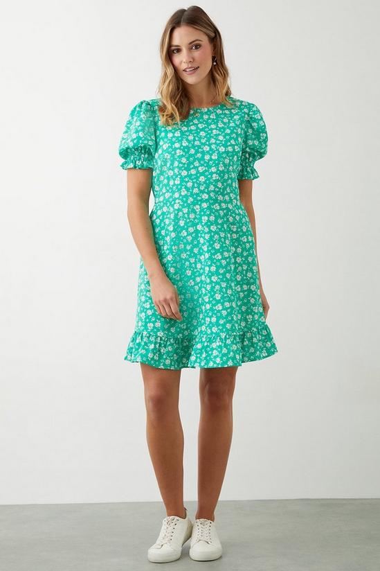 Dorothy Perkins Green Floral Ruffle Hem Mini Dress 2