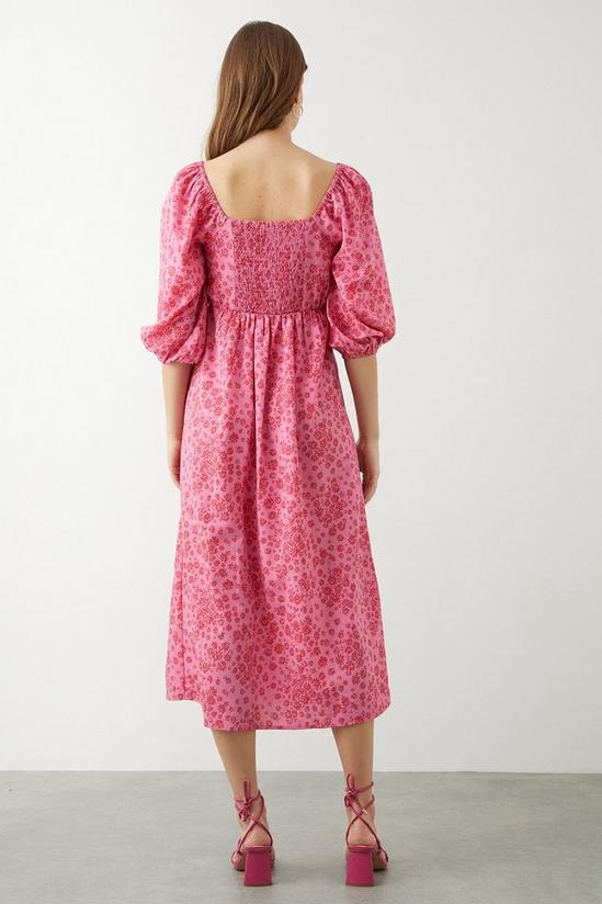 Dorothy Perkins Pink Floral Square Neck Midi Dress 3