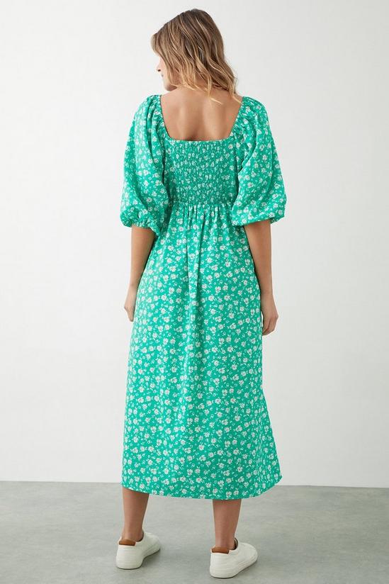 Dorothy Perkins Green Floral Square Neck Midi Dress 3