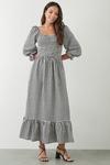 Dorothy Perkins Tall Mono Gingham Shirred Midi Dress thumbnail 2
