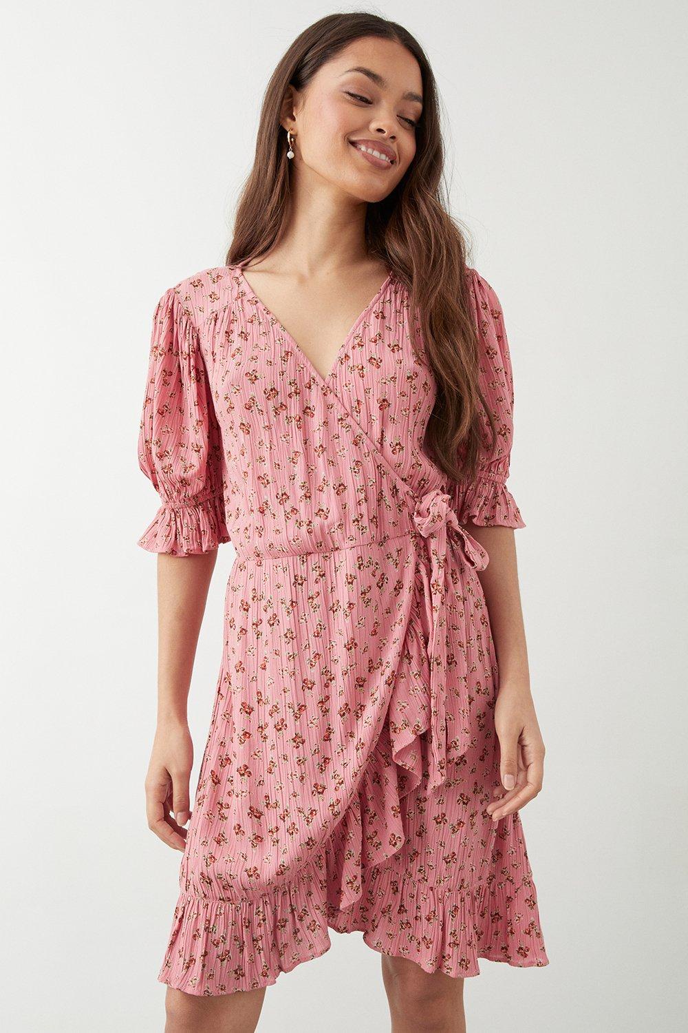 Pink floral outlet frill dress