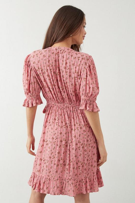 Dorothy Perkins Petite Pink Floral Frill Hem Mini Dress 3