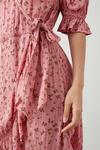 Dorothy Perkins Petite Pink Floral Frill Hem Mini Dress thumbnail 4