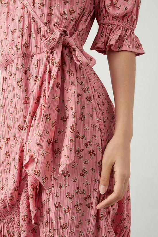 Dorothy Perkins Petite Pink Floral Frill Hem Mini Dress 4