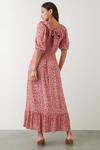 Dorothy Perkins Tall Pink Floral Ruffle Front Midi Dress thumbnail 3