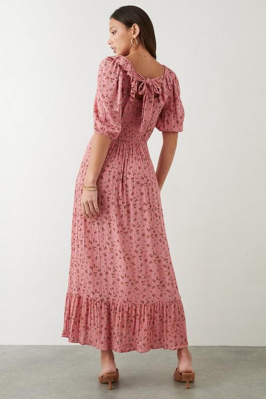 Dorothy Perkins Tall Pink Floral Ruffle Front Midi Dress 3