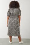 Dorothy Perkins Curve Mono Ditsy Crinkle Ruched Front Midi Dress thumbnail 3