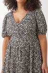 Dorothy Perkins Curve Mono Ditsy Crinkle Ruched Front Midi Dress thumbnail 5