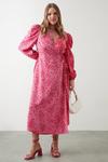 Dorothy Perkins Curve Pink Floral Wrap Midi Dress thumbnail 2