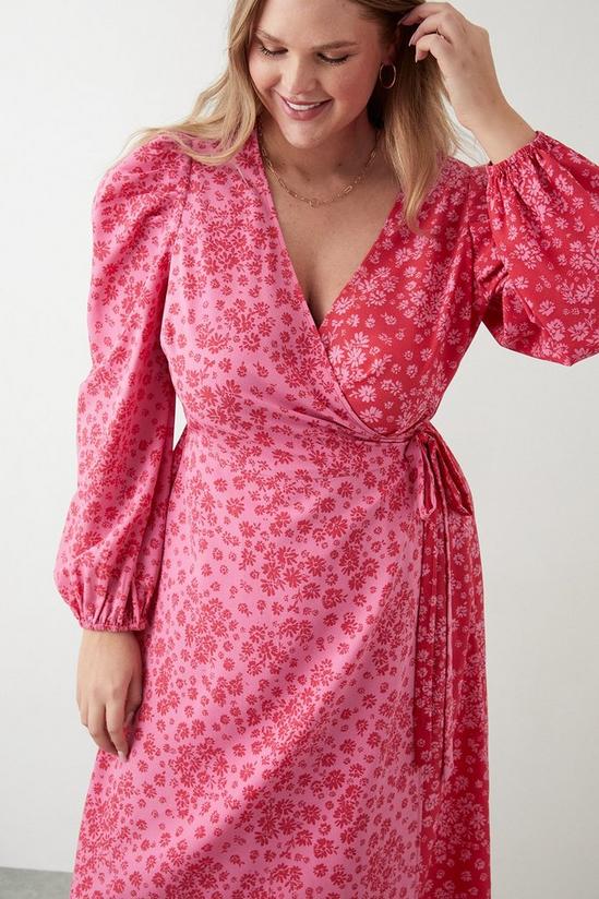 Dorothy Perkins Curve Pink Floral Wrap Midi Dress 4