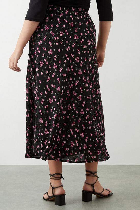 Dorothy Perkins Curve Black Floral Split Midi Skirt 3