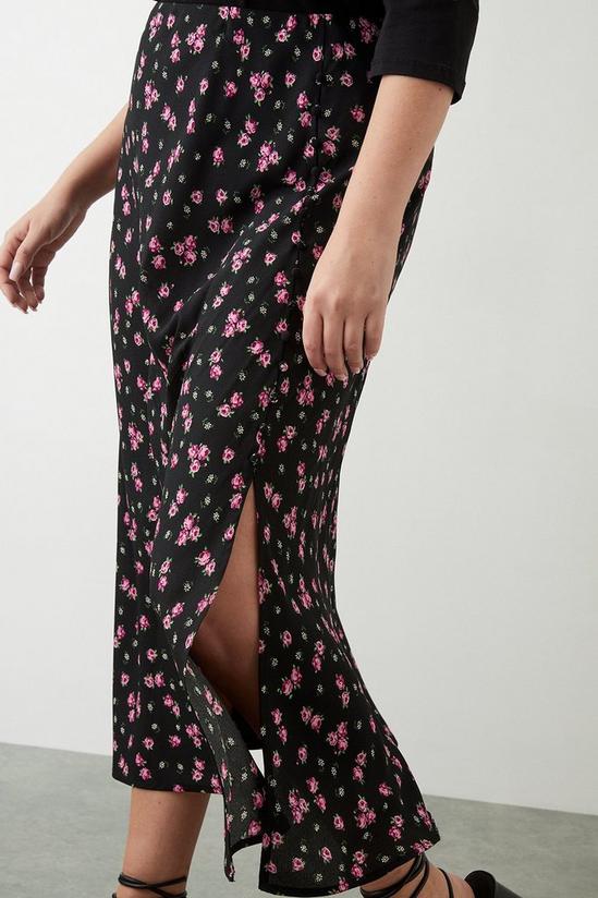 Dorothy Perkins Curve Black Floral Split Midi Skirt 4