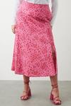 Dorothy Perkins Curve Pink Floral Midi Skirt thumbnail 1