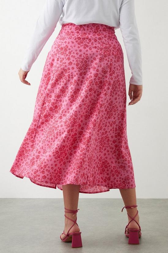 Dorothy Perkins Curve Pink Floral Midi Skirt 3
