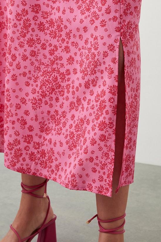 Dorothy Perkins Curve Pink Floral Midi Skirt 4