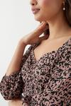Dorothy Perkins Petite Animal Ruched Crinkle Jersey Top thumbnail 4