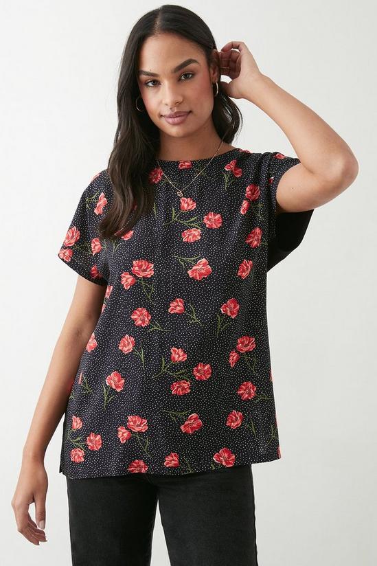 Dorothy Perkins Red Floral Short Sleeve Top 1