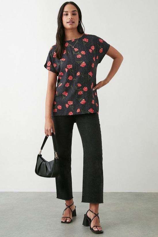 Dorothy Perkins Red Floral Short Sleeve Top 2