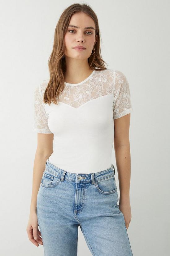 Dorothy Perkins Lace Insert Short Sleeve Top 1