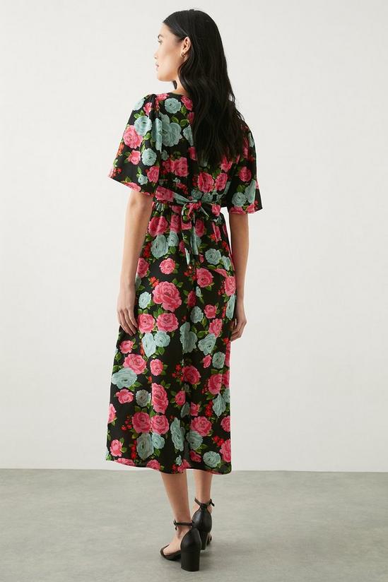Dorothy Perkins Petite Large Floral Flutter Sleeve Midi Dress 3