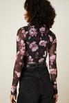 Dorothy Perkins Floral Mesh Ruched Body Crew Neck Top thumbnail 3