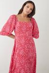 Dorothy Perkins Tall Pink Floral Square Neck Midi Dress thumbnail 2