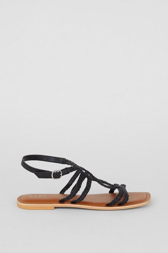 Dorothy Perkins Wide Fit Joss Leather Plaited Flat Sandals 2