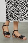 Dorothy Perkins Wide Fit Jaz Leather Woven Flat Sandals thumbnail 1