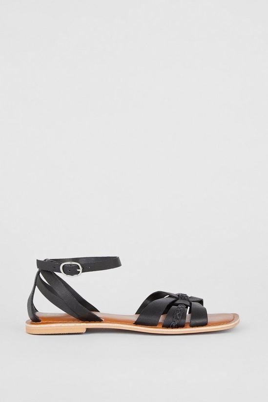 Dorothy Perkins Wide Fit Jaz Leather Woven Flat Sandals 2