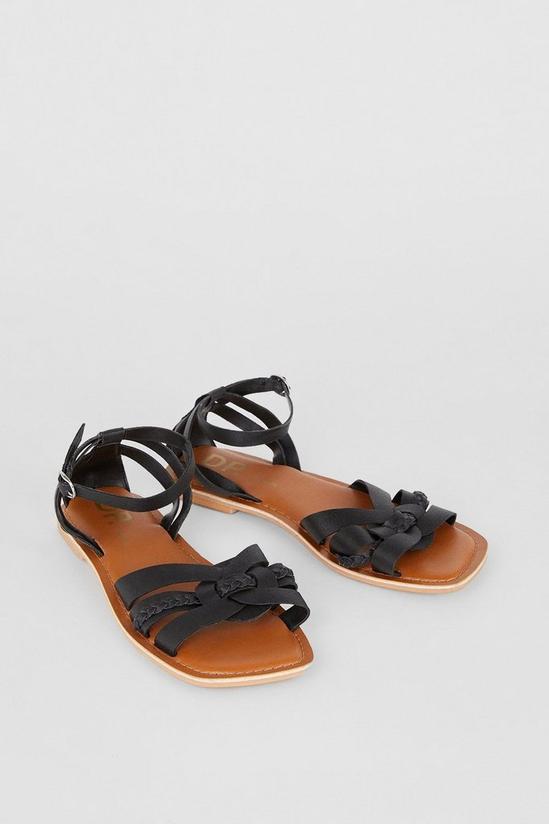 Dorothy Perkins Wide Fit Jaz Leather Woven Flat Sandals 3