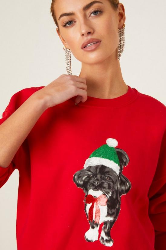Dorothy Perkins Christmas Elf Dog Crew Neck Sweatshirt 1