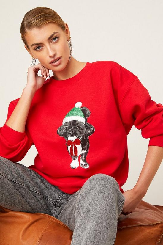 Dorothy Perkins Christmas Elf Dog Crew Neck Sweatshirt 4