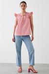 Dorothy Perkins Petite Pink Embroidered Poplin Shell Blouse thumbnail 1