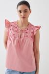 Dorothy Perkins Petite Pink Embroidered Poplin Shell Blouse thumbnail 2