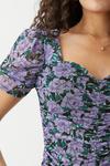 Dorothy Perkins Floral Mesh Ruched Front Top thumbnail 4