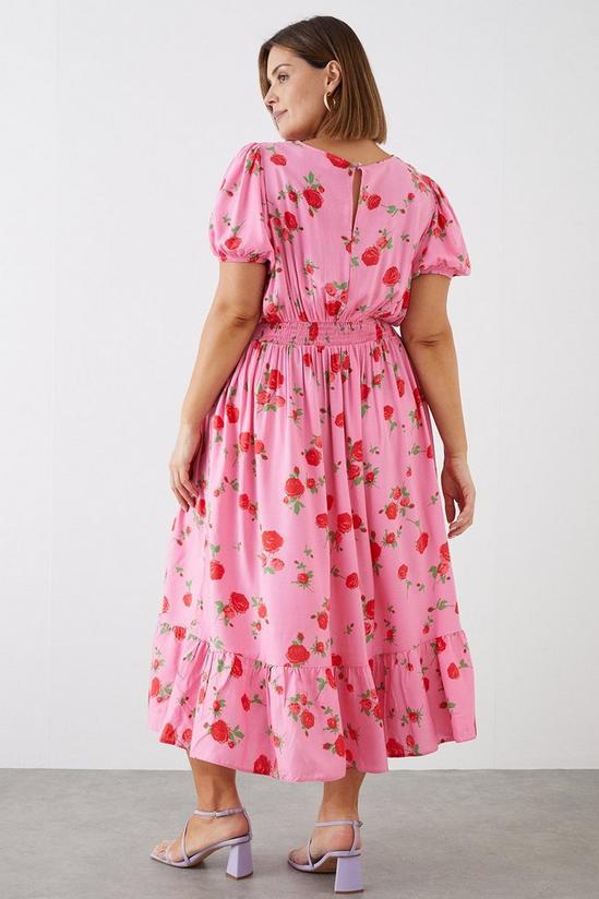 Dorothy Perkins Curve Pink Floral Keyhole Midi Dress 3