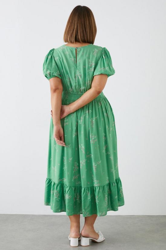 Dorothy Perkins Curve Green Sprig Floral Keyhole Midi Dress 3