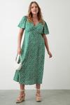 Dorothy Perkins Curve Green Daisy Angel Sleeve Midi Dress thumbnail 1