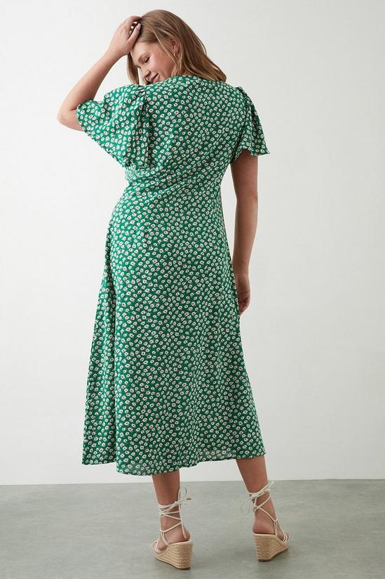 Dorothy Perkins Curve Green Daisy Angel Sleeve Midi Dress 3