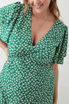Dorothy Perkins Curve Green Daisy Angel Sleeve Midi Dress thumbnail 4