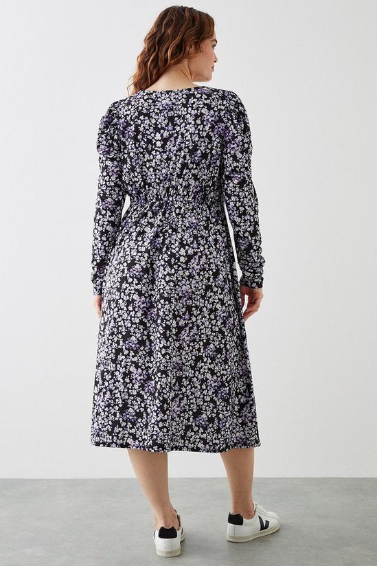 Dorothy Perkins Curve Lilac Floral V Neck Midi Dress 3