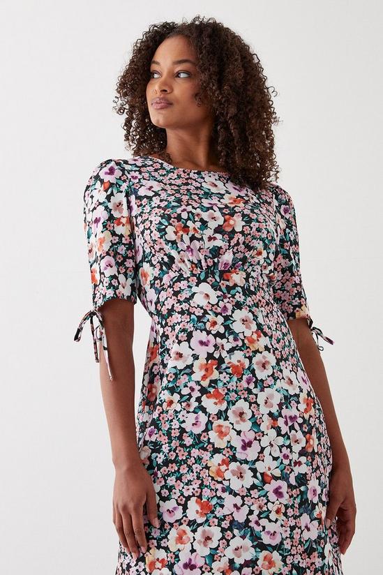 Dorothy Perkins Tall Floral Ruched Sleeve Midi Dress 2