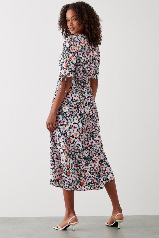 Dorothy Perkins Tall Floral Ruched Sleeve Midi Dress 3