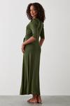 Dorothy Perkins Tall Khaki Ruched Sleeve Wrap Midi Dress thumbnail 3