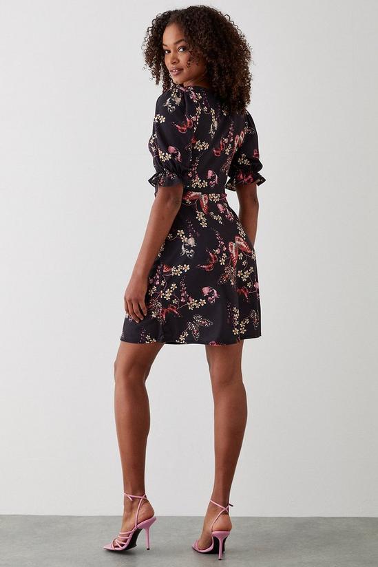 Dorothy Perkins Tall Butterfly Print Ruched Front Mini Dress 3