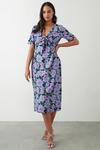 Dorothy Perkins Lilac Large Floral  Tie Front Midi Dress thumbnail 2