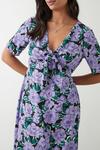 Dorothy Perkins Lilac Large Floral  Tie Front Midi Dress thumbnail 4